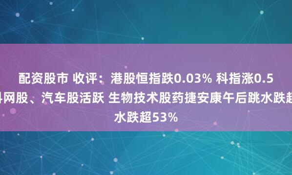 配资股市 收评：港股恒指跌0.03% 科指涨0.56% 科网股、汽车股活跃 生物技术股药捷安康午后跳水跌超53%